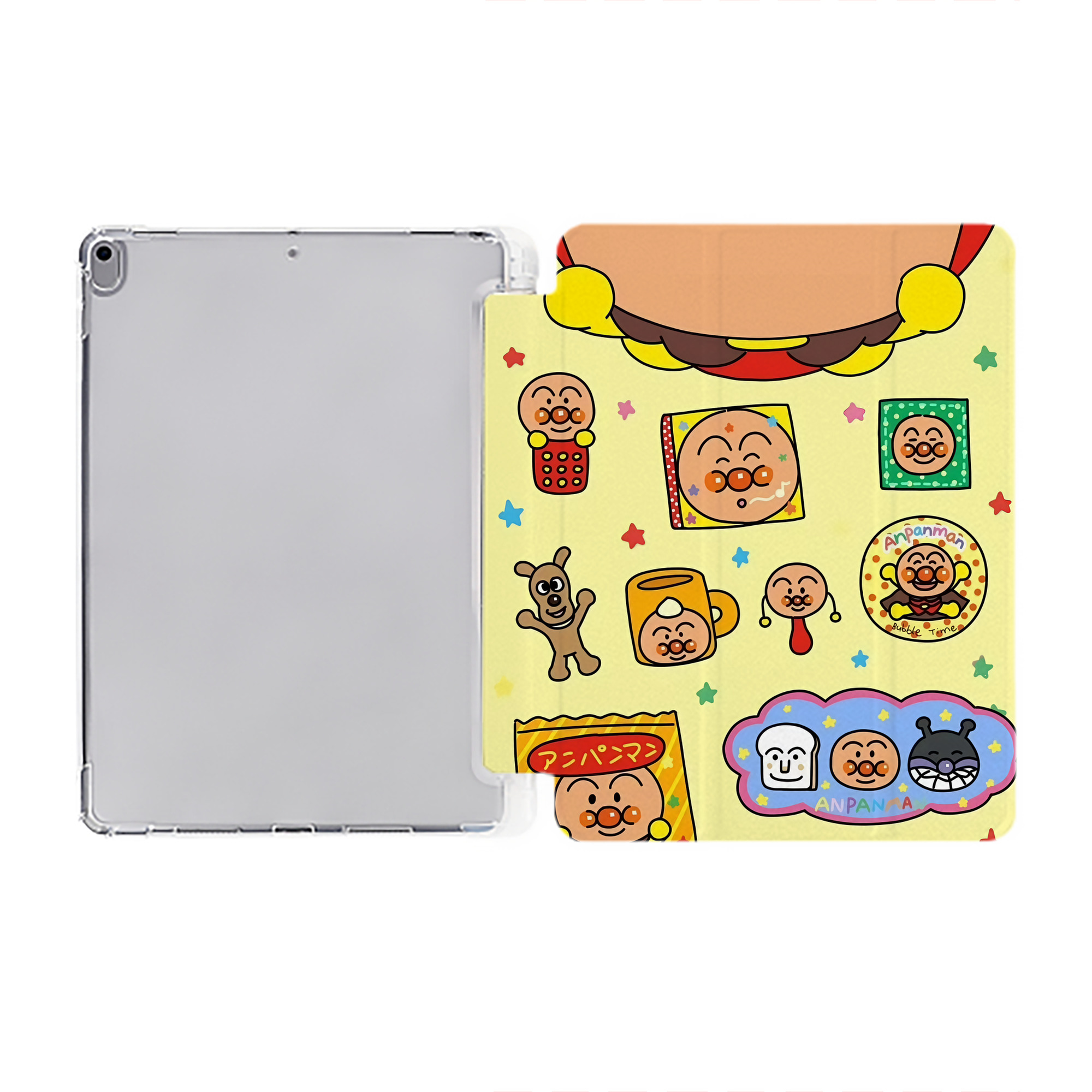 （画像用） アンパンマン Anpanman IPad ケース ペン収納付き 三つ折りスタンド PUレザー×シリコン 対応機種9.5/10.5/10.9インチ